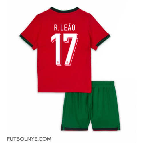 Camiseta Portugal Rafael Leao #17 Primera Equipación para niños Eurocopa 2024 manga corta (+ pantalones cortos)